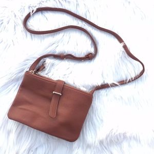 Attention Pebbled Vegan Leather Crossbody Bag